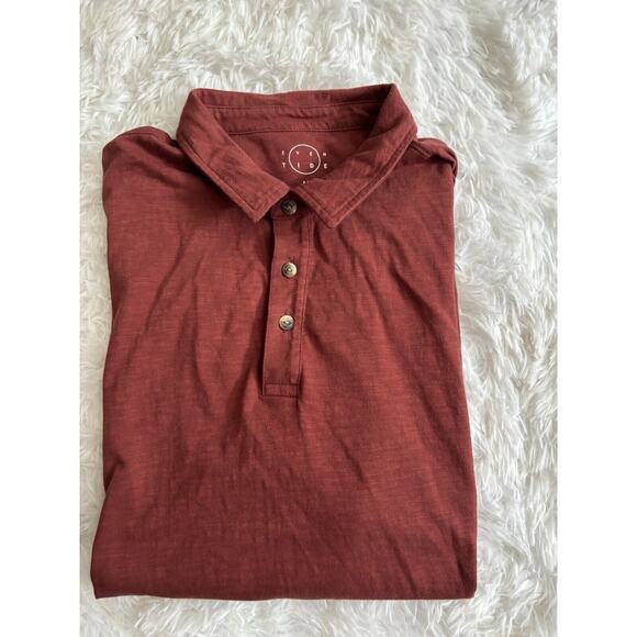 Even Tide Men’s Sz. M Burnt Orange/ Red Knit Polo. Excellent Condition - Picture 10 of 11